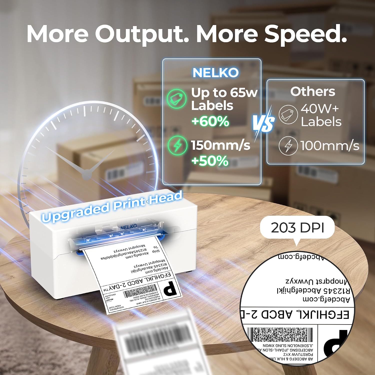 Detalle de Nelko PL70E-BT Thermal Shipping Label Printer, Bluetooth, 4 x 6, 203 DPI