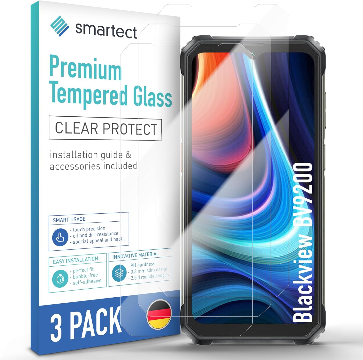 Detalle de SmarTect Tempered Glass Screen Protector for Blackview BV9200, BV6200 & BV 6200 Pro, 3-Pack