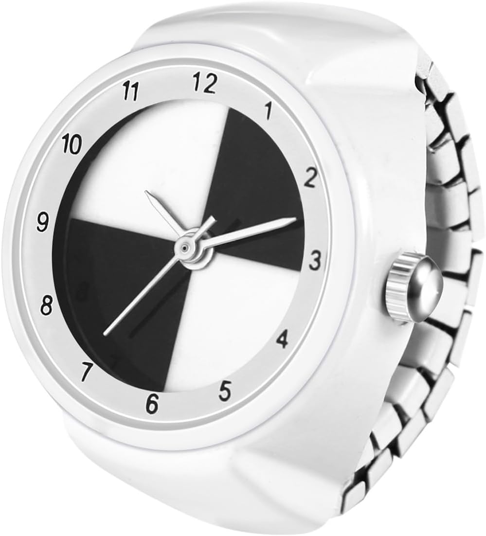 Detalle de Avaner Ringuhr aus Edelstahl für Damen & Herren – moderne Fingeruhr mit elastischem Band und arabischen Ziffern