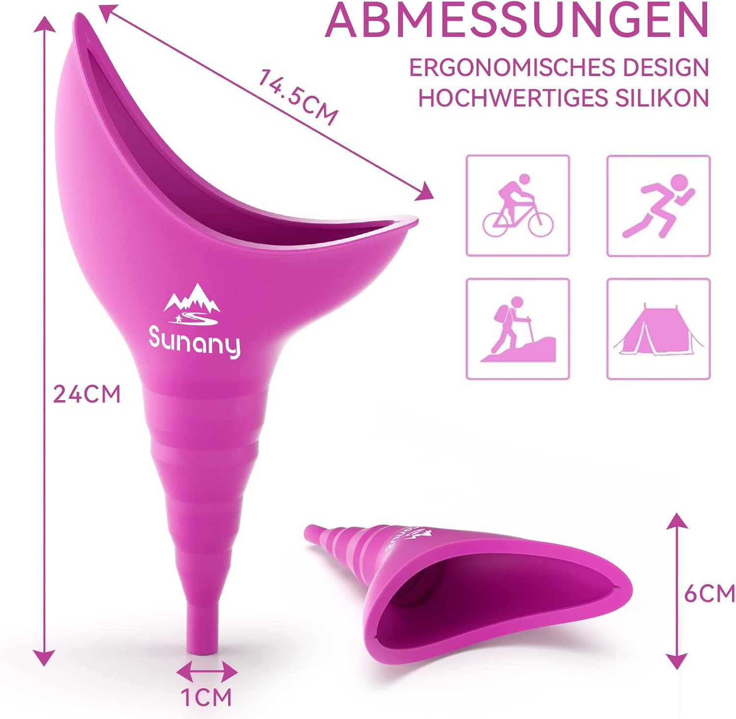 Detalle de Sunany Urinella für Frauen aus Silikon – tragbares Falt-Urinial für Outdoor, Camping & unterwegs