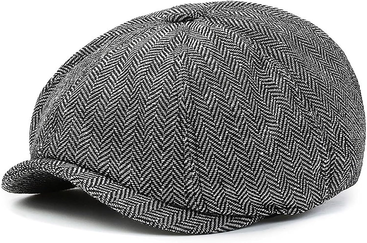 MCWTH Vintage Newsboy Cap for Toddler Boys (2–8 Years) – Tweed-style 8-piece herringbone with adjustable strap