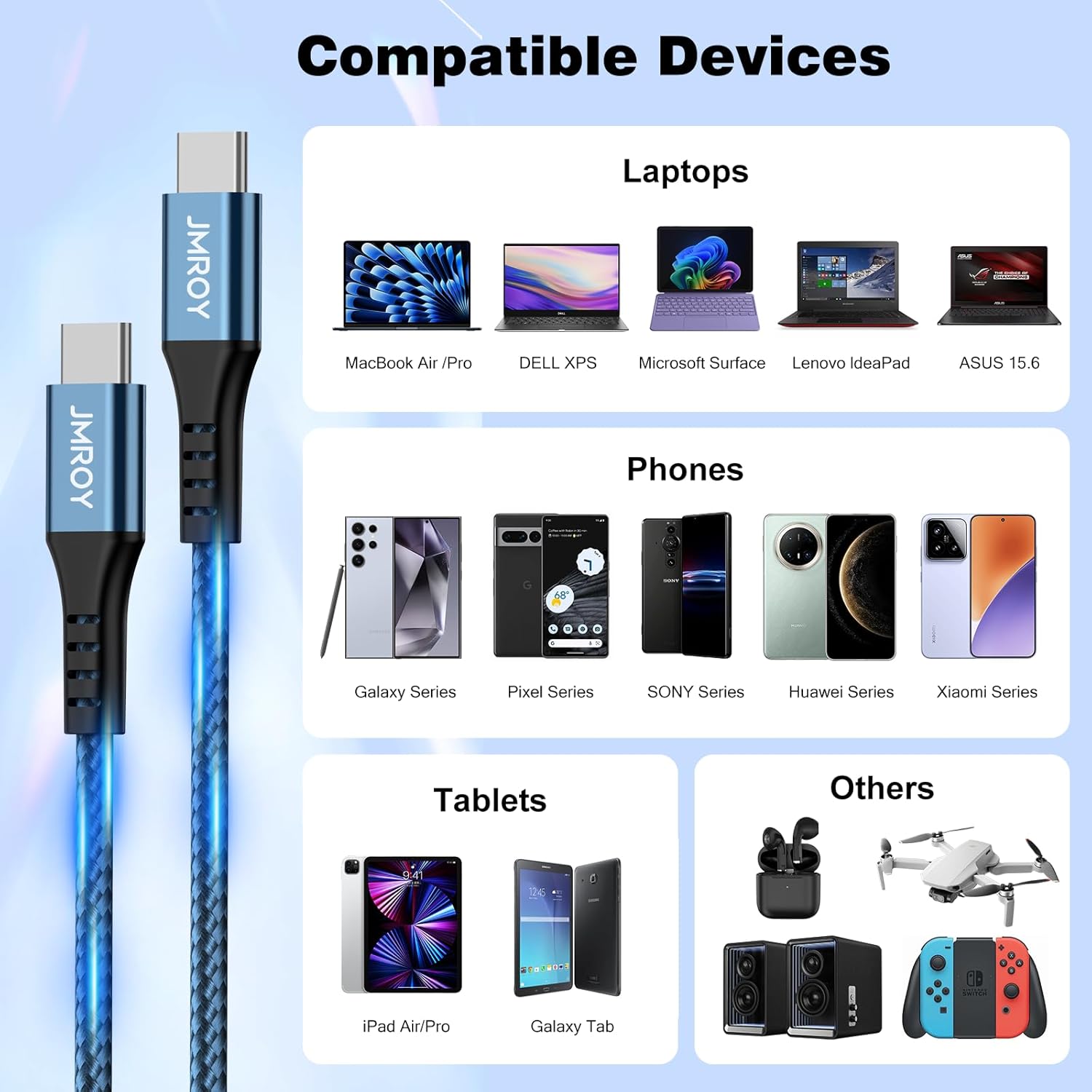 Thumbnail 5 de USB C to USB C Cable 2M 60W, 3-pack