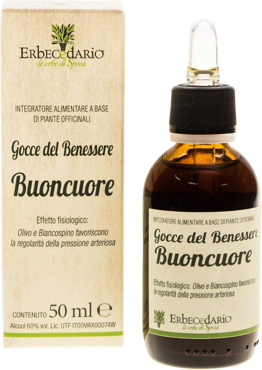 Detalle de Gocce Del Benessere Buoncuore Erbecedario – Integratore per la regolarità della pressione e benessere cardio-vascolare, 50 ml