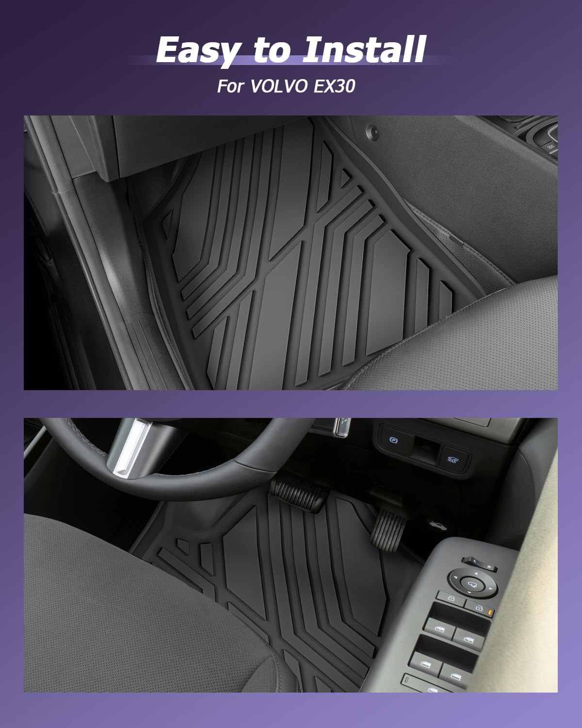 Thumbnail 5 de LUWU 3-Piece All-Weather Floor Mats for Hyundai Kona SX2 EV (2024–2025) – Front & Rear, TPE Rubber