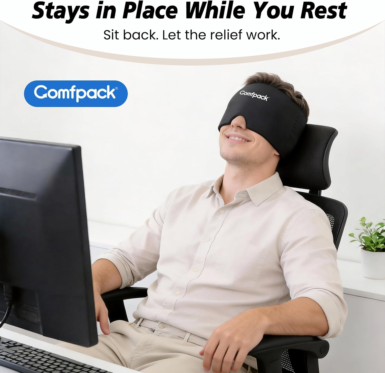 Detalle de Comfpack Migraine Relief Cap, Reusable Gel Cooling Hat for Head Relief