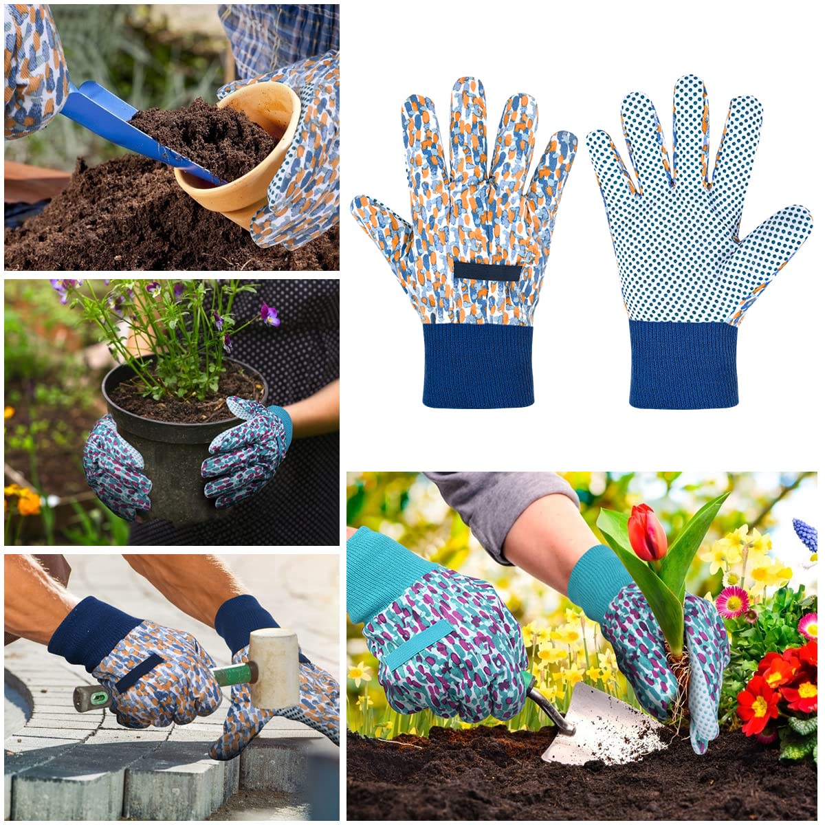 Thumbnail 5 de Ainiv 2 Paia Guanti da Giardinaggio Antiscivolo Perlina a Punti – Comfort e Aderenza per Lavori all’Aperto