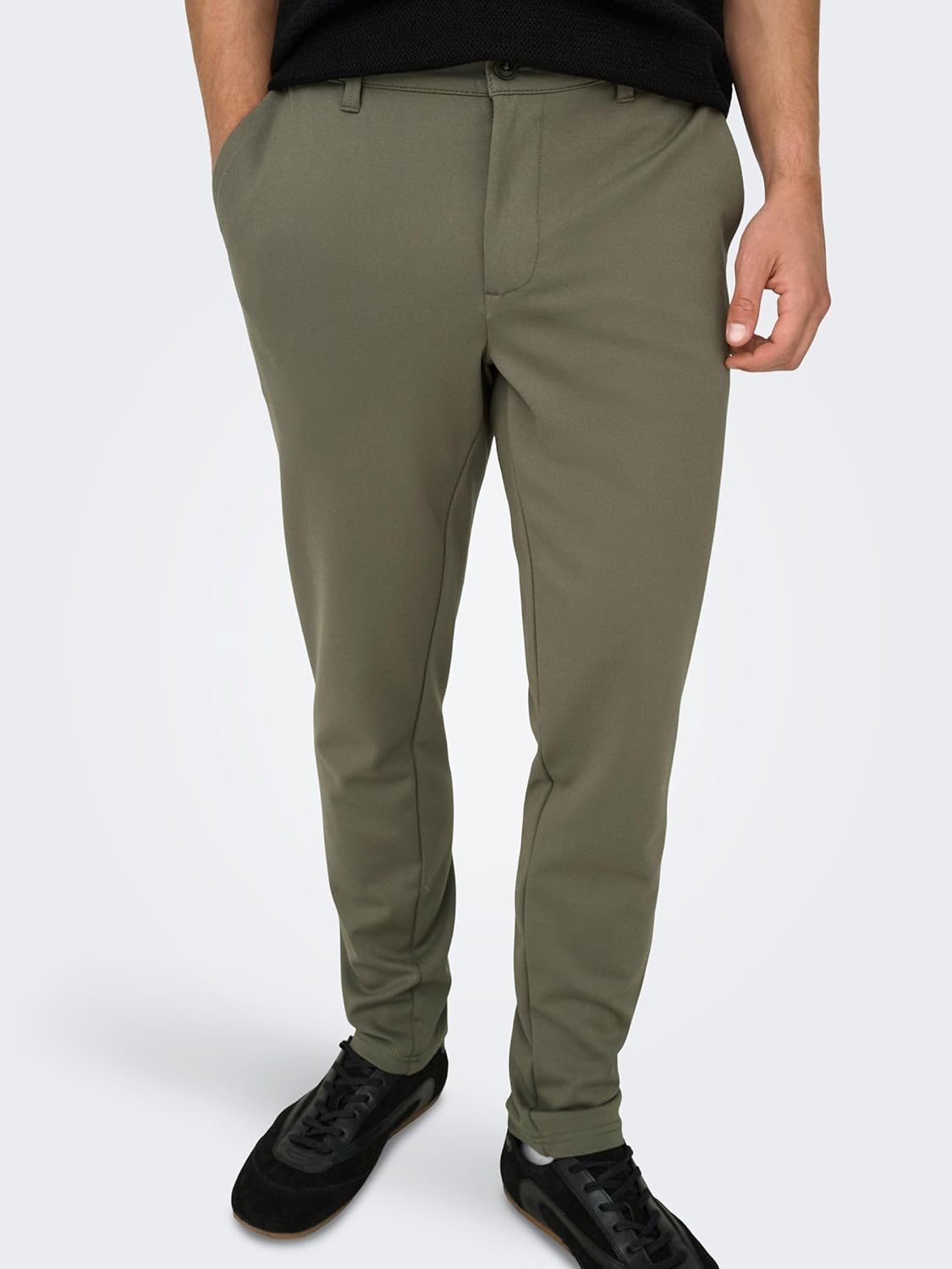 Detalle de Only & Sons ONSMARK Slim Fit Chino Hose für Herren mit Haken- und Ösenverschluss