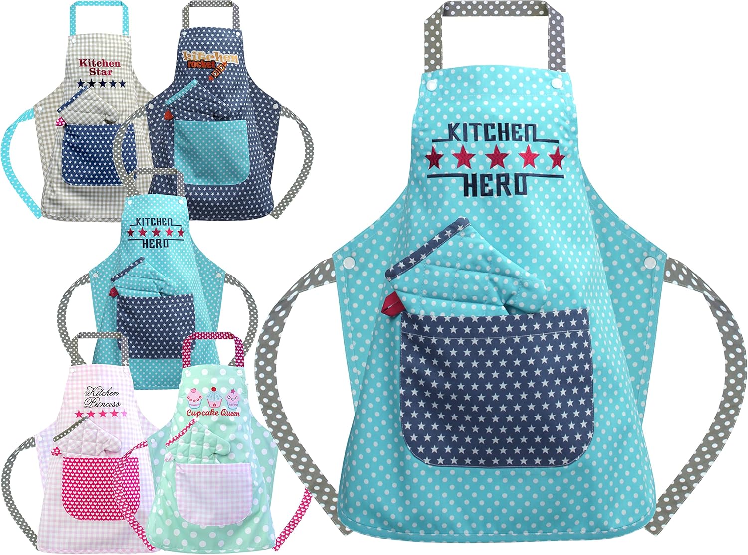 Detalle de Emily´s Check Cappello da cuoc – Grembiule e guanto per bambini