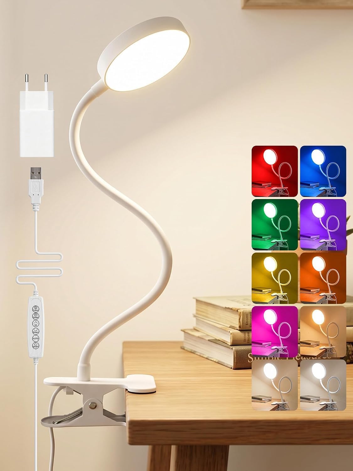 Detalle de ReinHoo Leselampe Bett – Klemmlampe mit 72 LEDs, 10 RGB-Farben + 3 Weißtönen und 10 Helligkeitsstufen