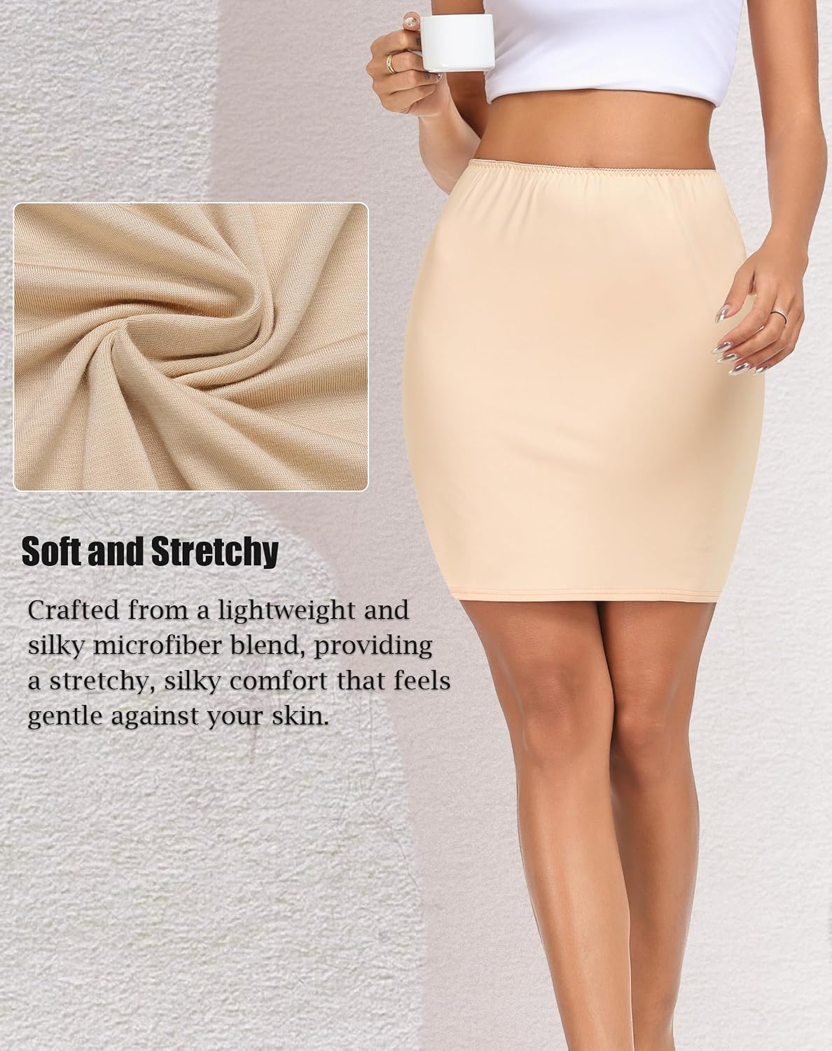 Detalle de Vlazom Women's Half Slips: Soft, Stretchy Underskirt for Everyday Comfort (UK 6–20)
