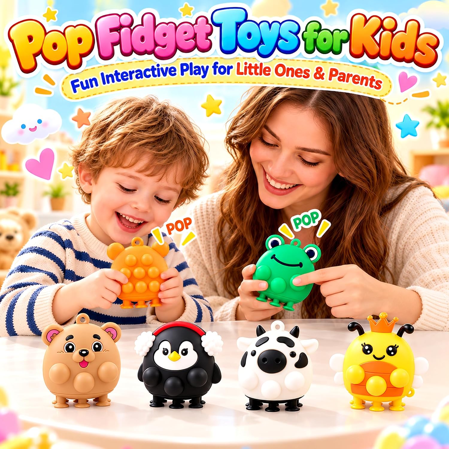 Detalle 2 de ChildFun Animal Suction Popper Sensory Toys, 6-Piece Silicone Set