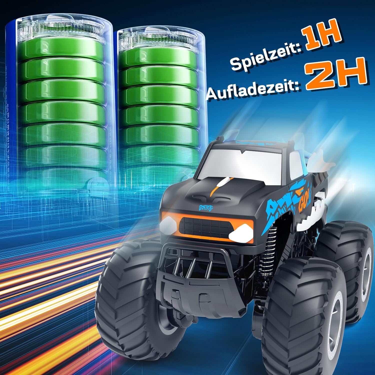 Thumbnail 6 de Gindoly ferngesteuertes Monstertruck-Auto (2,4 GHz, 4WD, wasserdicht, 360°) – Hobby Offroad RC für Kinder ab 6 Jahren