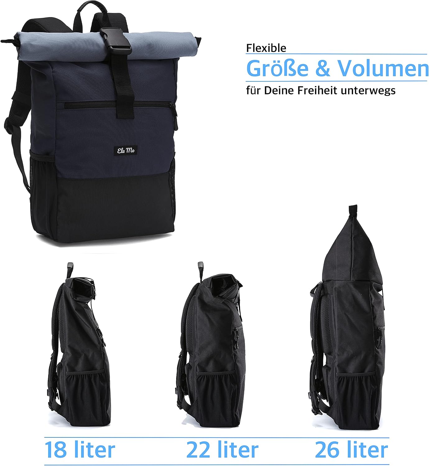 Thumbnail 2 de Ela Mo Rolltop Rucksack Nightblue 18–26 l