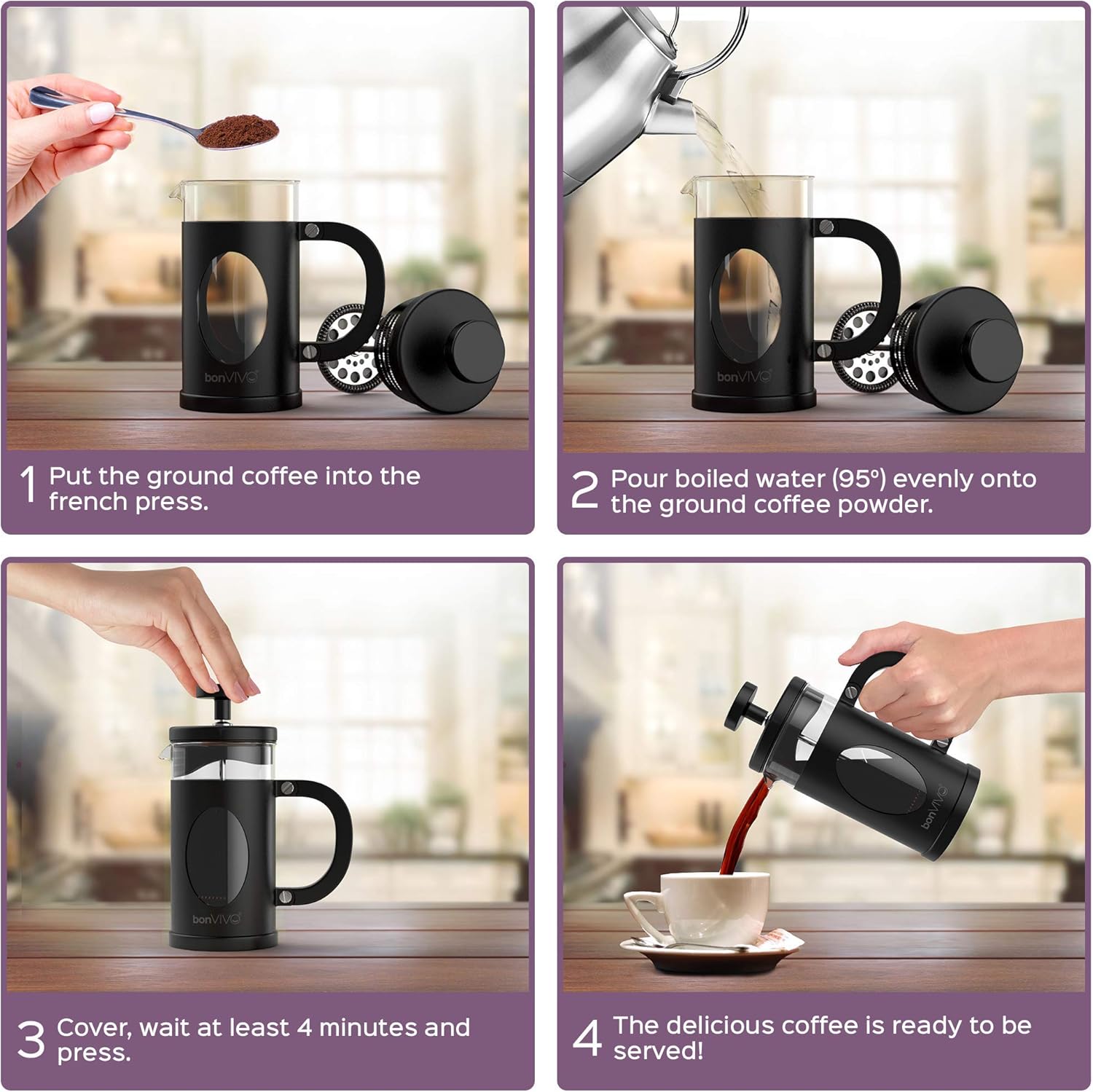 Thumbnail 1 de bonVIVO French Press 350 ml für 1–2 Tassen