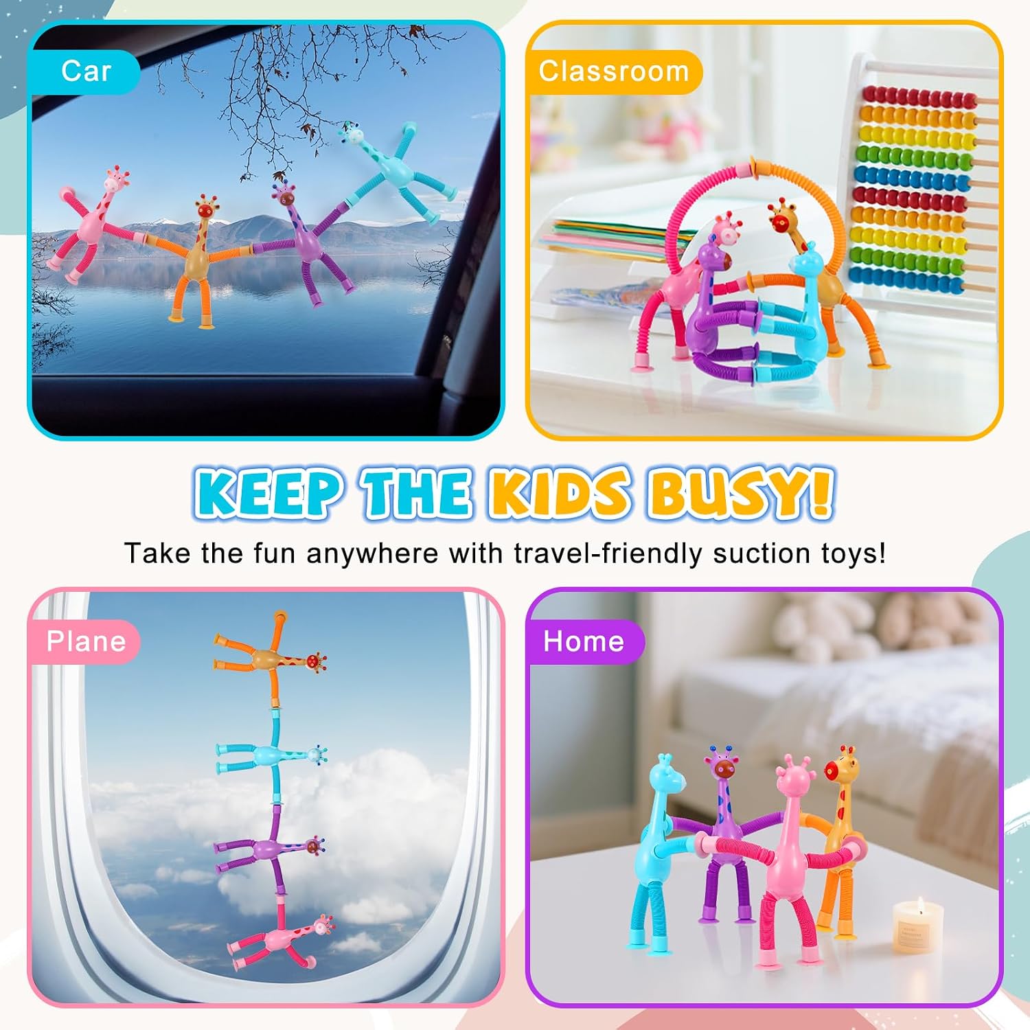 Thumbnail 5 de XONTEUS Pop Tubes Giraffe Travel Toys 4pcs