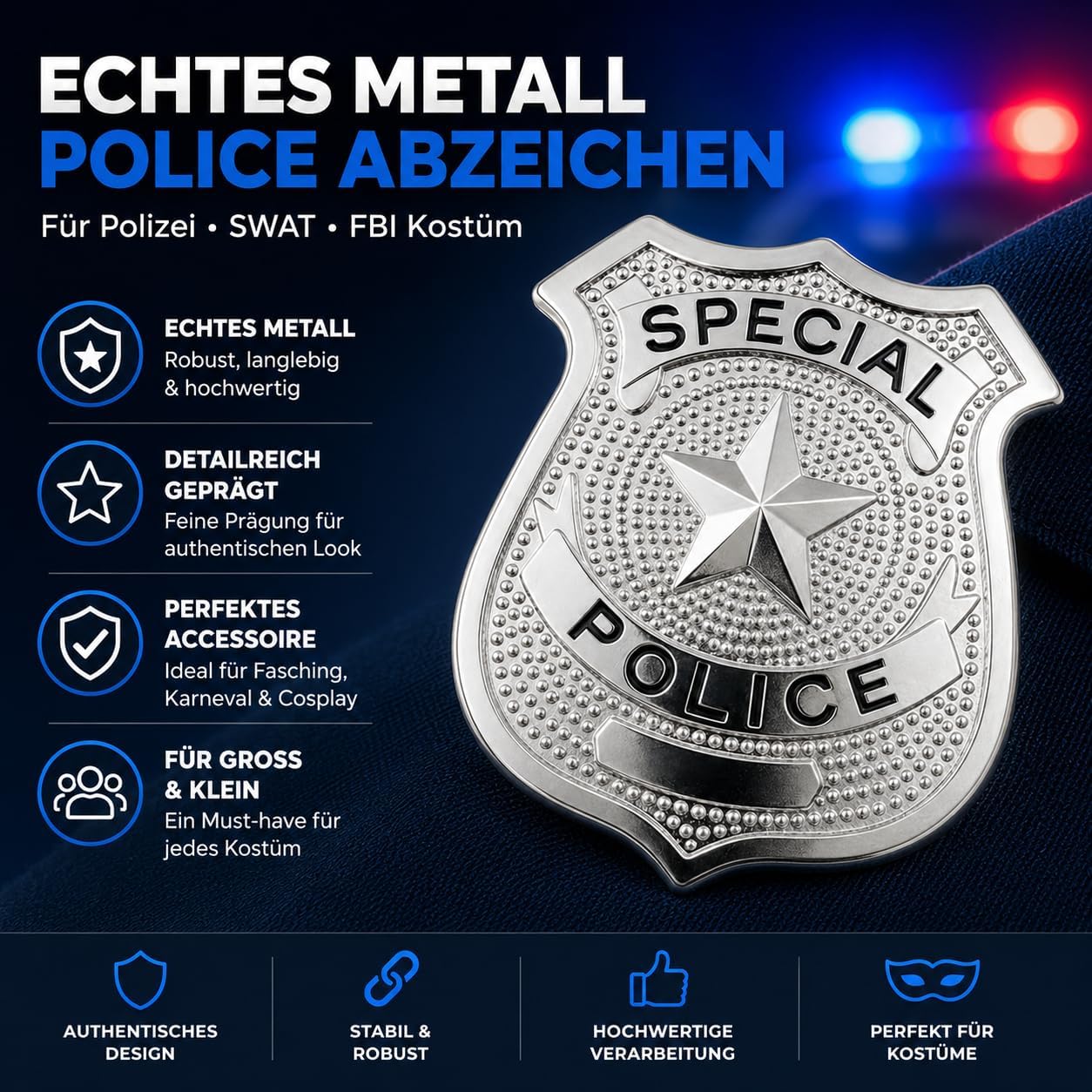 Thumbnail 6 de TK Gruppe Timo Klingler polismärke i försilvrad metall för utklädnad