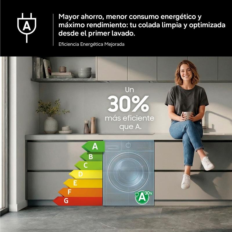 Detalle de Lavasecadora Samsung 9 kg D WD90HG6U94BEU3 con autodosificación y AI Wash