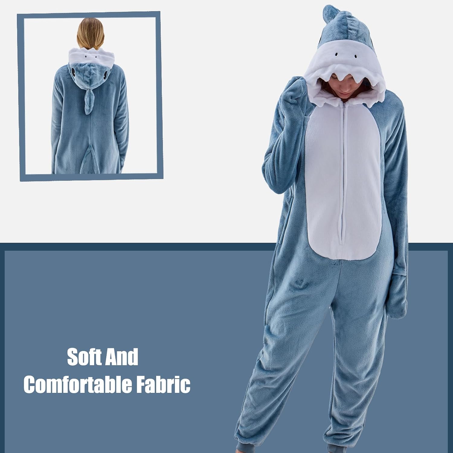Detalle de JUOLOET Unisex Animal Onesie Pajamas with Zipper and Pockets (Halloween One-Piece Costume)
