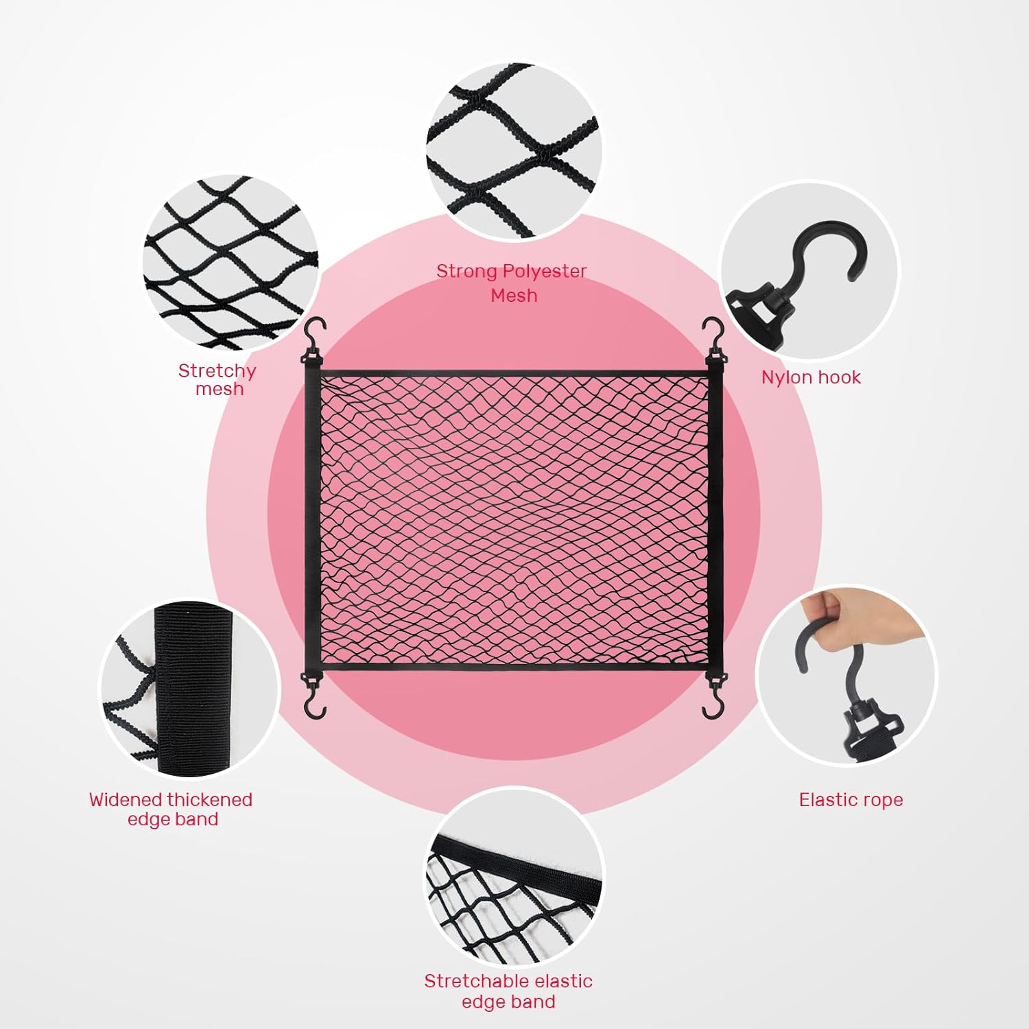 Thumbnail 2 de YOFADCI rete bagagliaio auto elastica 100x60 cm con 4 ganci