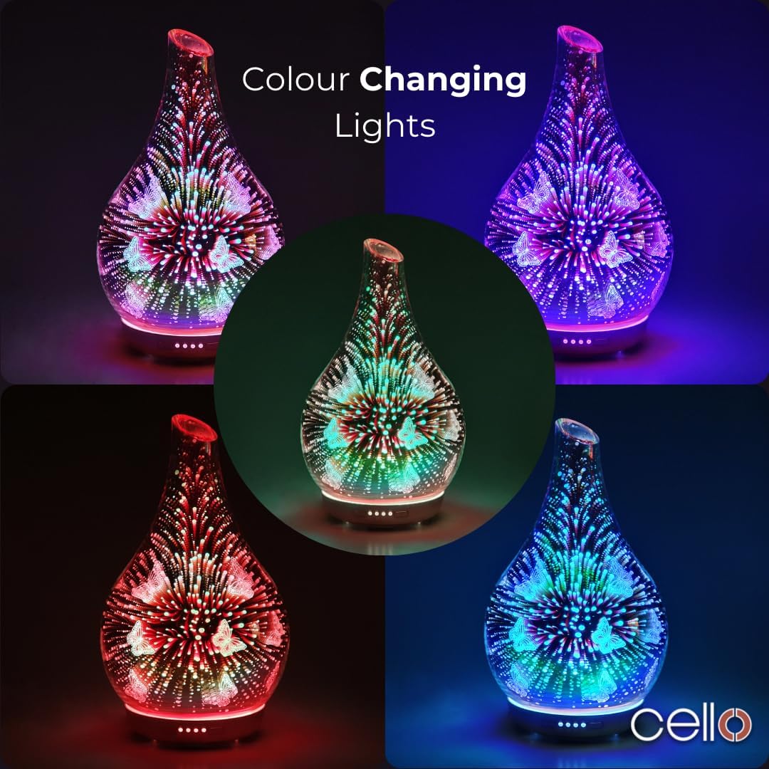 Thumbnail 2 de Cello 3D Butterfly Ultrasonic Diffuser Large – glass ultrasonic oil diffuser with colour-changing LED