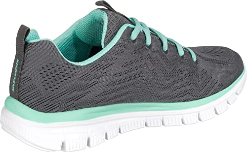 Detalle de Skechers Damen Graceful Get Connected Sneakers – Charcoal Mesh, Grün akzentuierend, Größe 38.5 EU