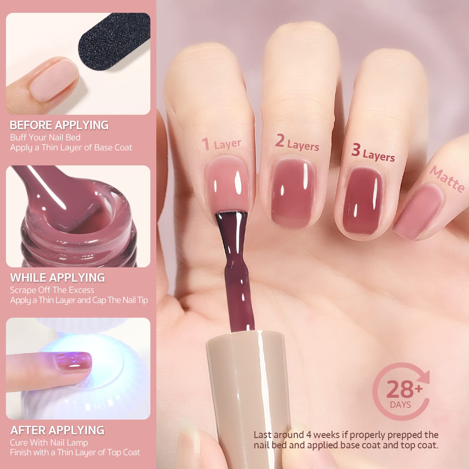 Thumbnail 4 de GAOY Rose Garden Jelly Gel Nail Polish Kit 6x6.5ml