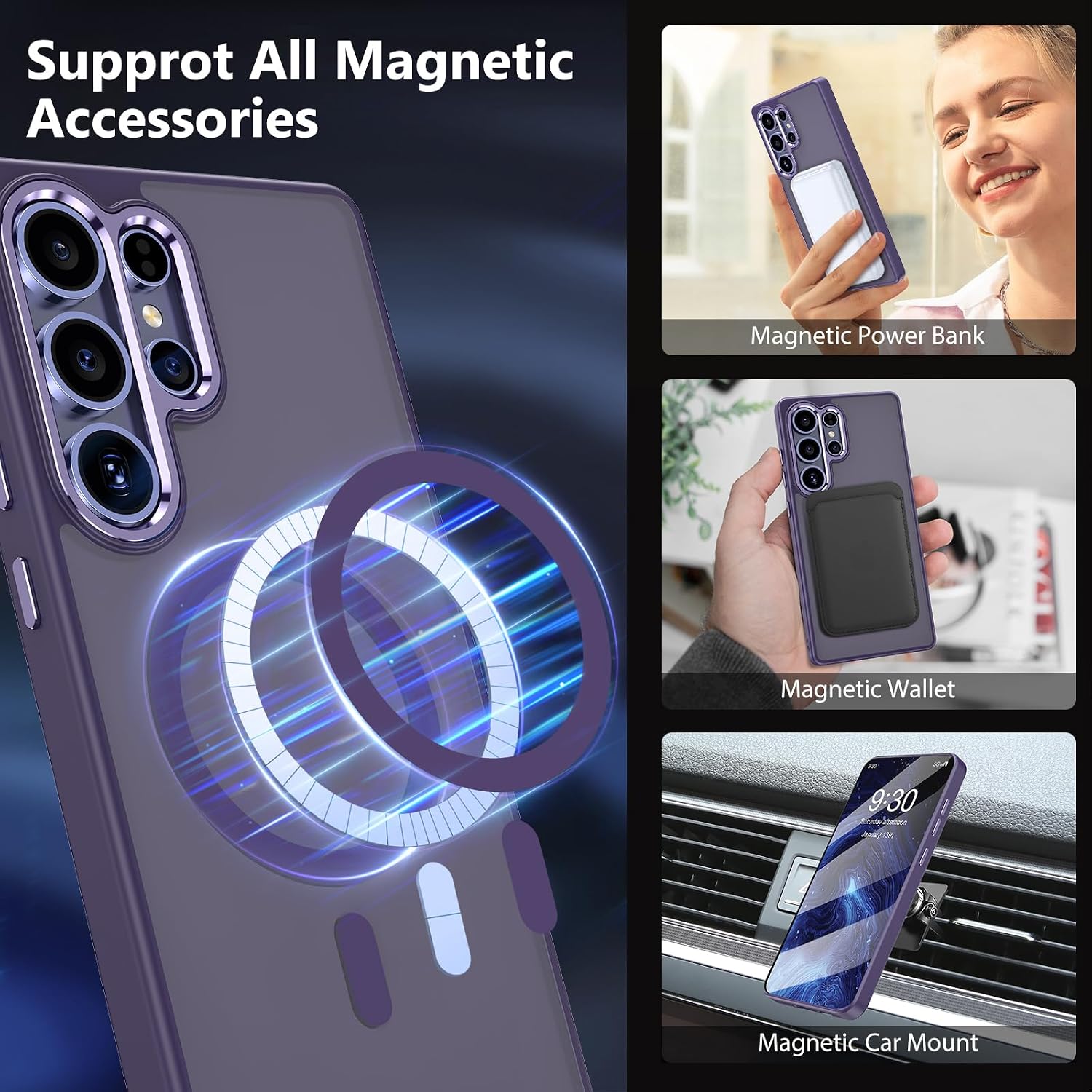 Thumbnail 1 de MATEPROX Magnetic Case for Samsung Galaxy S25 Ultra with Screen Protector – Translucent Matte, MagSafe Compatible