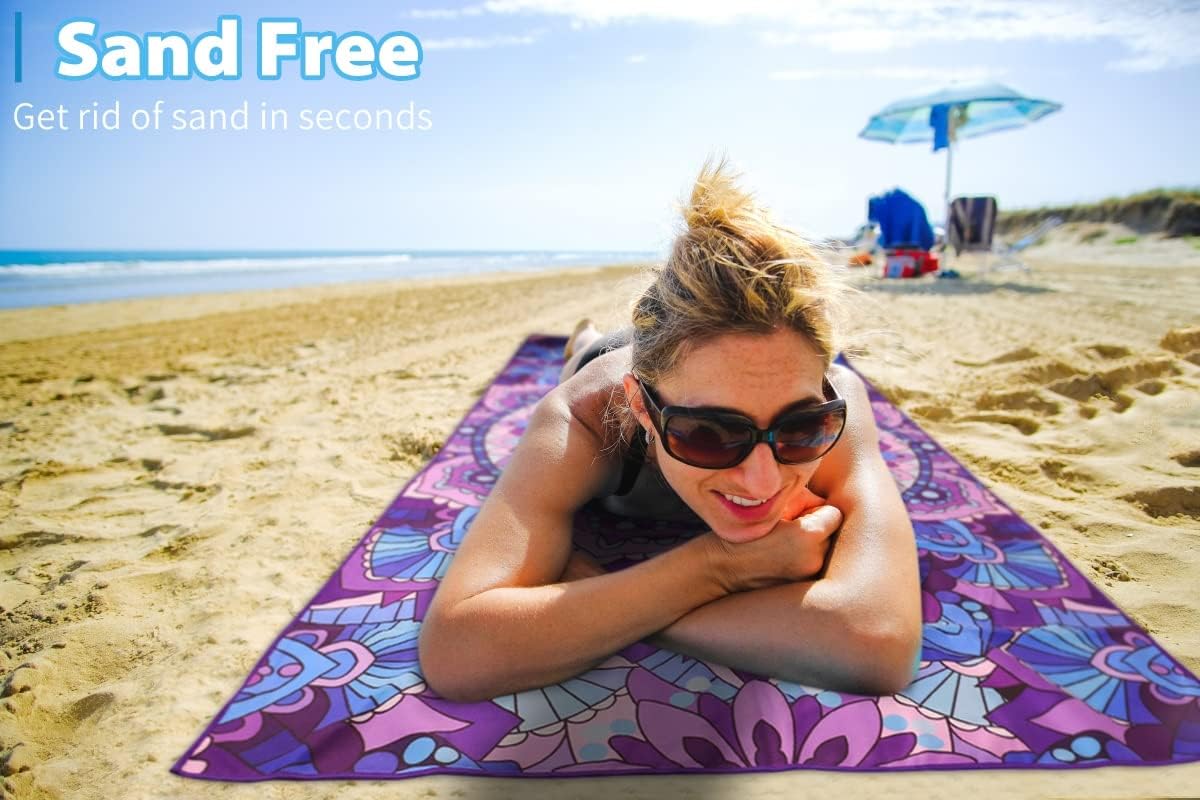 Thumbnail 3 de Haleey 2 Pack Microfibre Lightweight Beach Towel 180x80cm – Oversized, Sand-Free, Travel-Ready