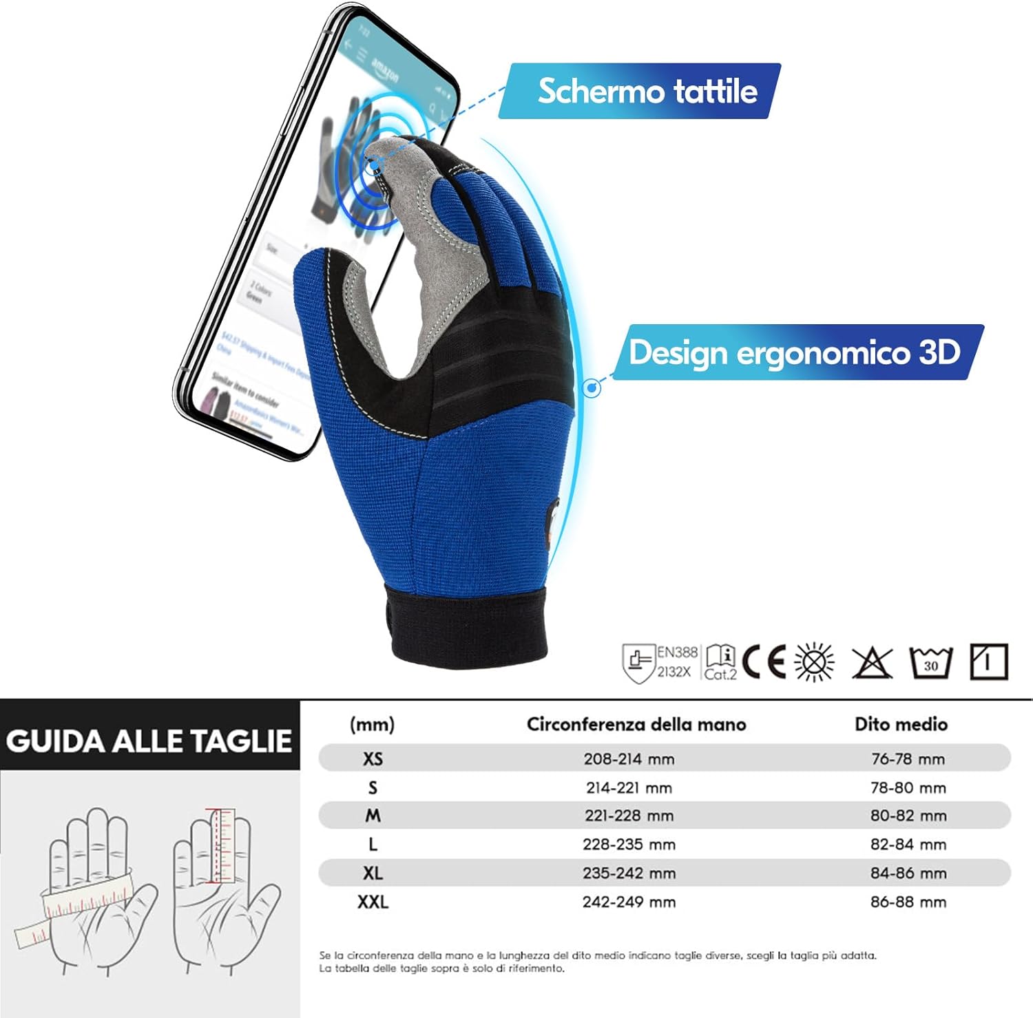 Detalle de Vgo... Guanti Lavoro Touchscreen: protezione, comfort e praticità per edilizia, logistica e meccanica