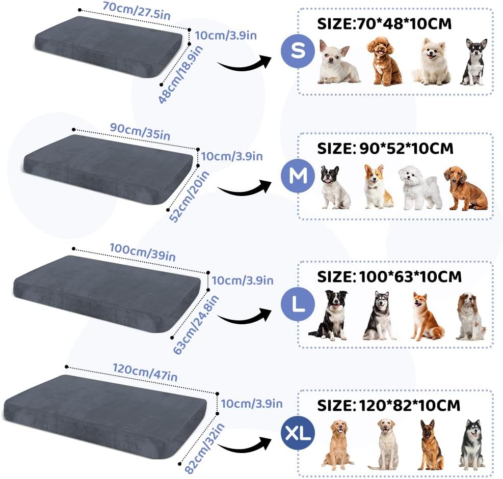 Thumbnail 5 de Housse de lit imperméable pour chien DUJUIKE en velours, doublure lavable et amovible (Gris foncé, taille S)