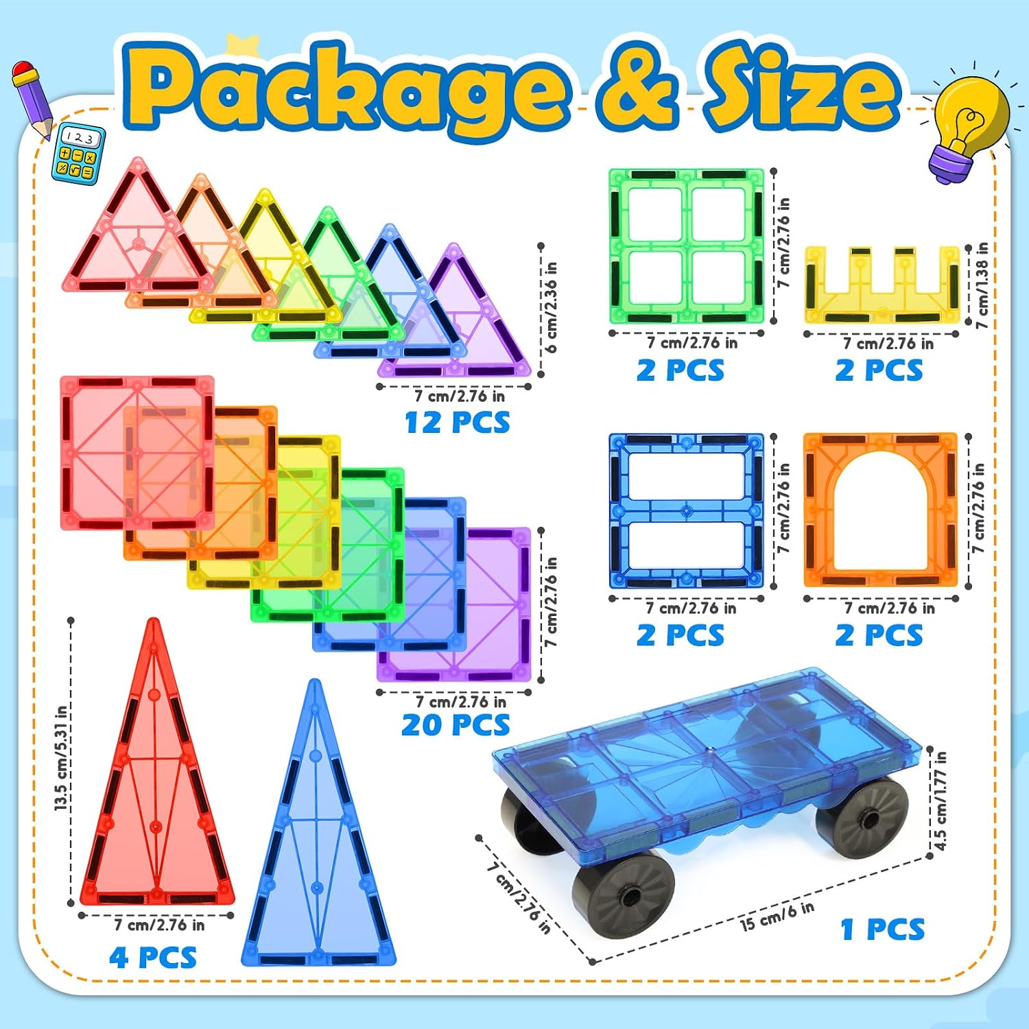 Thumbnail 6 de iKidiki Magnetic Tiles, Toys for 2 3 4 5 6 Year Old Boys Girls, Magnetic Building Blocks Sensory Montessori for Boys and Girls STEM Learning Educational Toys Birthday Gifts for Kids
