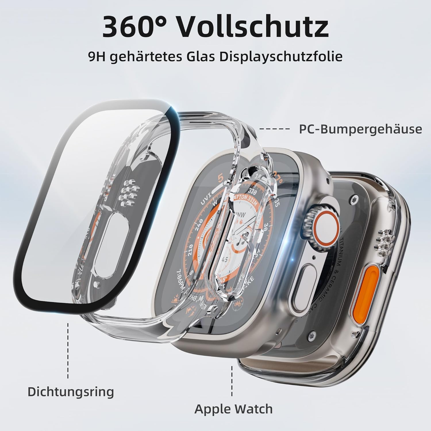 Thumbnail 4 de LINTEKER Hülle mit Displayschutz für Apple Watch Ultra 49 mm (Ultra 3/Ultra 2) – 2er Set