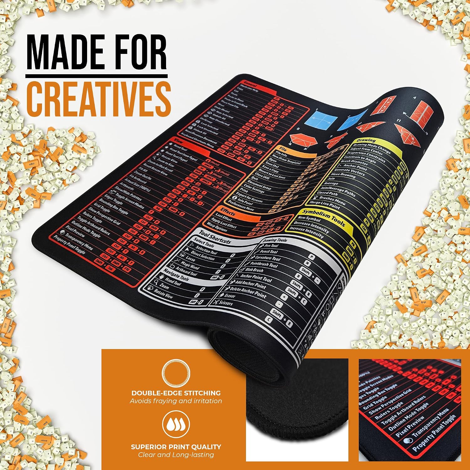 Thumbnail 1 de Loop Hut Shortcut Keys Mousepad for Illustrator Users (XL 800x400mm) with Non-Slip Rubber Base