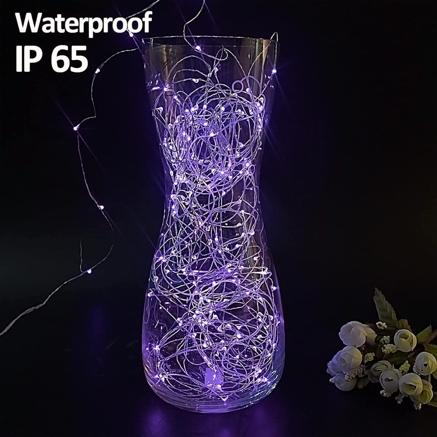 Thumbnail 2 de Lezonic Solar String Lights Outdoor – 12M/40Ft, 120LED Copper Wire Lights with 8 Modes (Purple) for Indoor/Outdoor Decoration