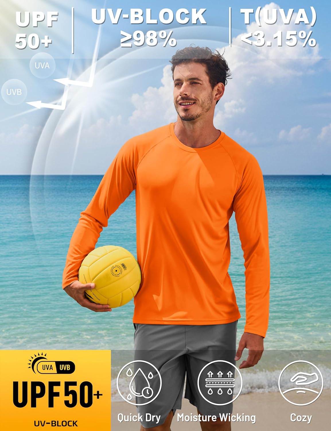 Detalle de TACVASEN Men's UV Protection UPF 50+ Long Sleeve T-Shirt – Outdoor Utility for Active Brits
