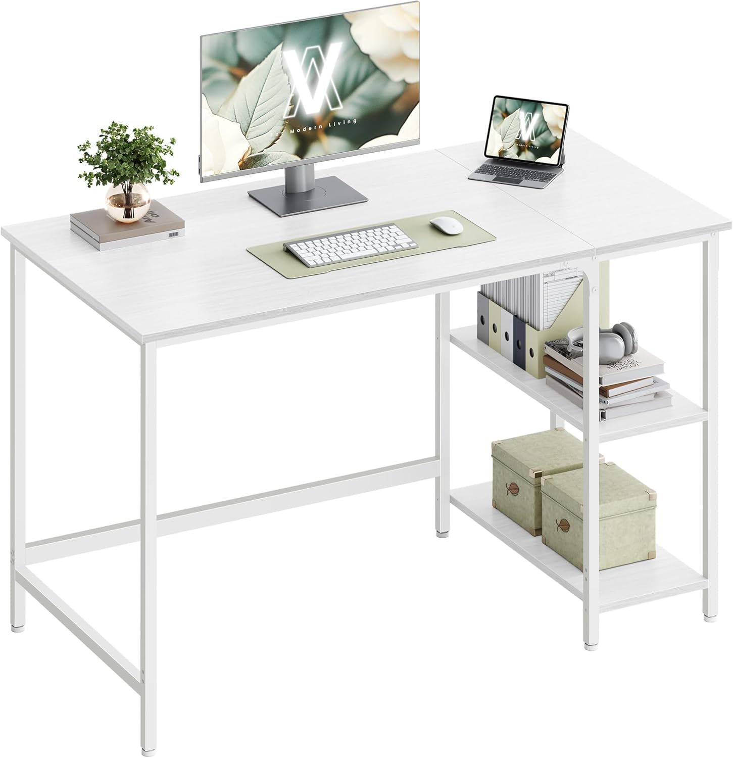 Detalle de VASAGLE Scrivania per Computer LWD047W44 120 x 60 cm bianco acciaio
