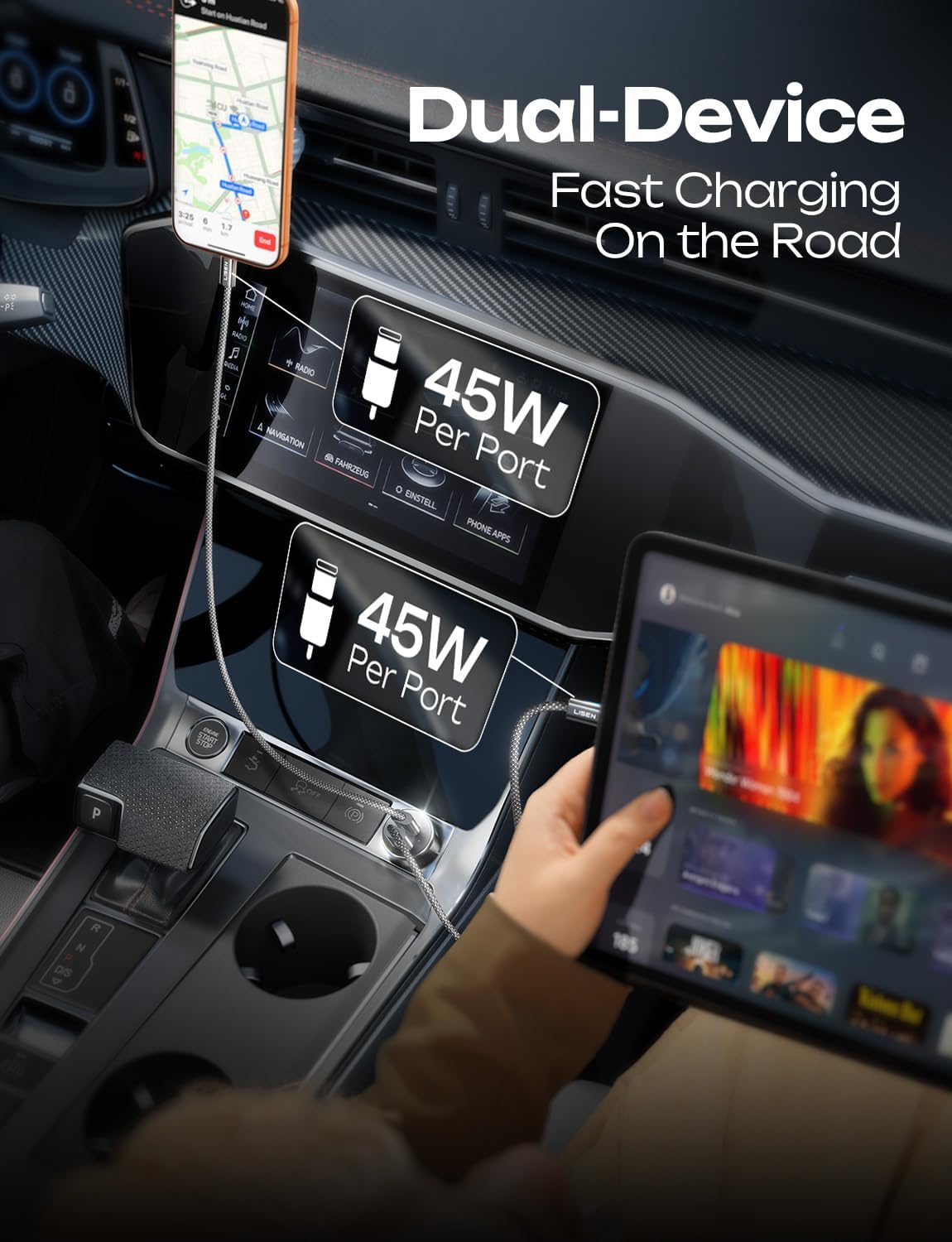 Thumbnail 3 de LISEN 90W Car Charger for iPhone