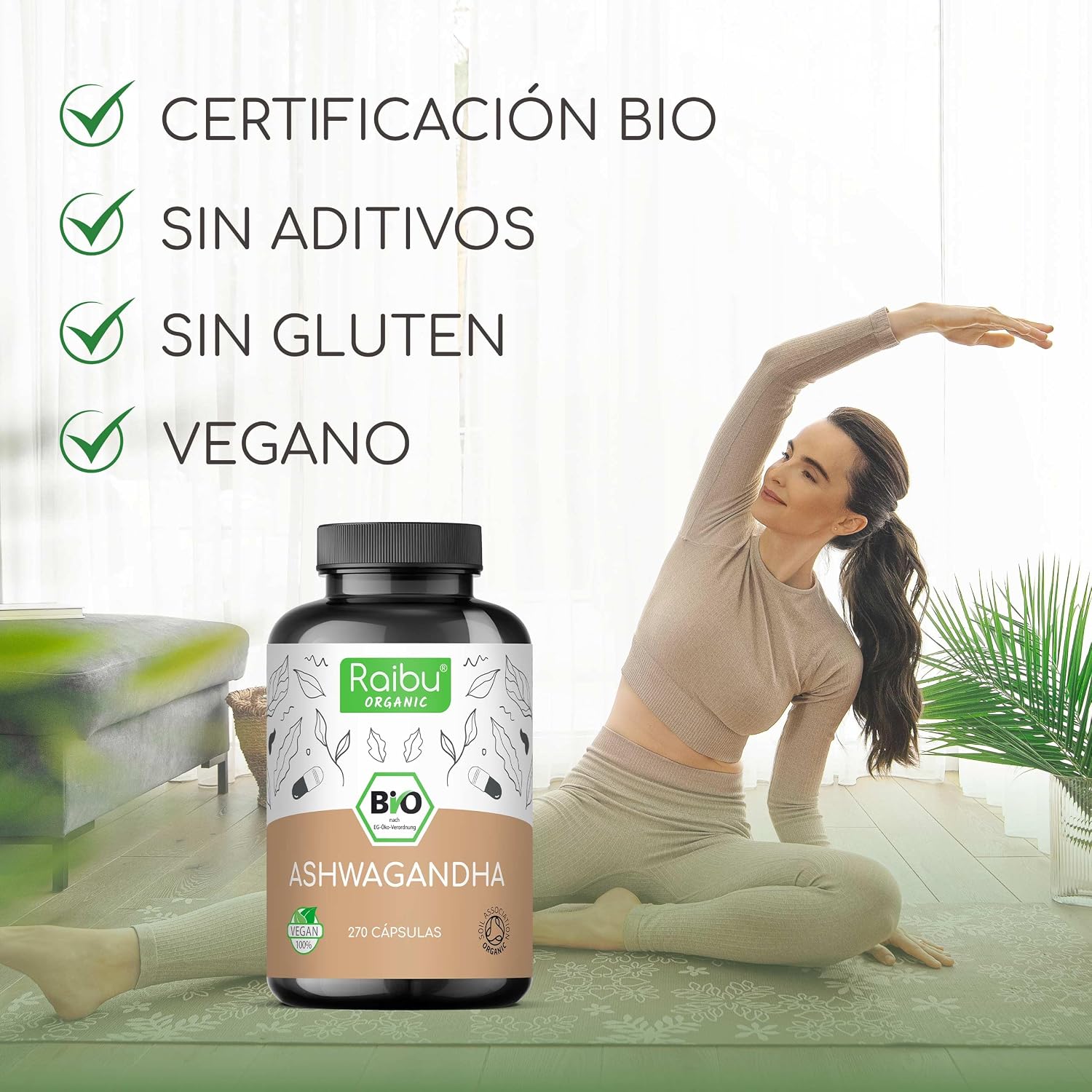 Detalle 2 de Raibu Ashwagandha BIO 270 cápsulas 2400 mg