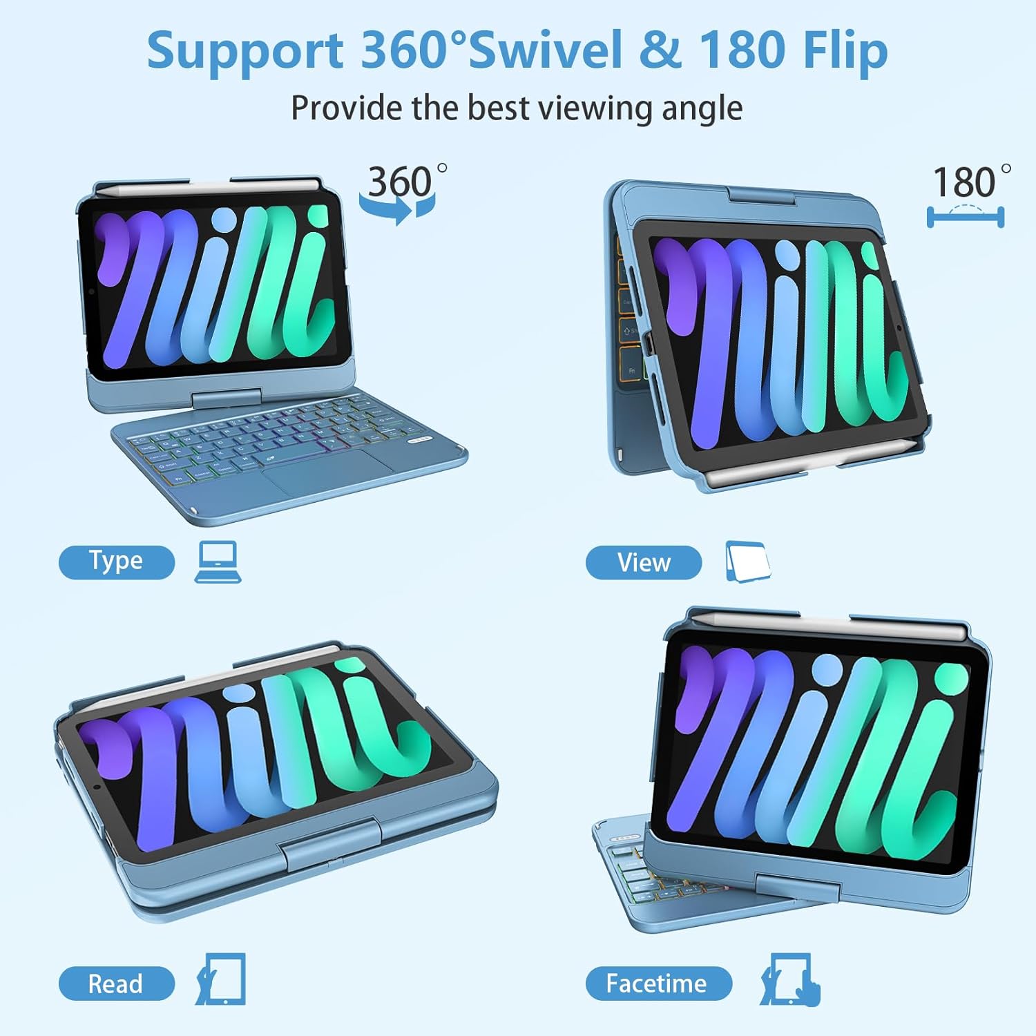 Detalle 2 de TaIYanG Keyboard Case for iPad mini 7 A17 Pro, 8.3" 🧑
