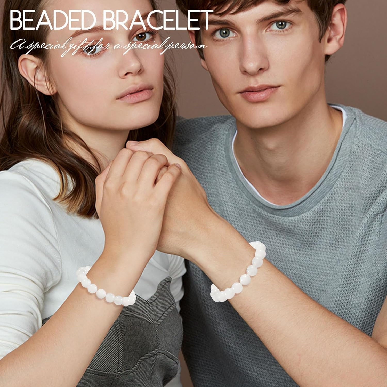 Thumbnail 2 de Weißen Achat Armband 10mm Perlen