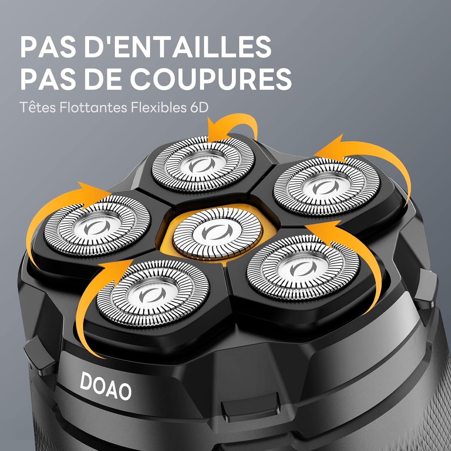 Detalle de DOAO Rasoir Tête Chauve Homme 2024 étanche sans fil à 6 têtes flexibles (USB‑C)