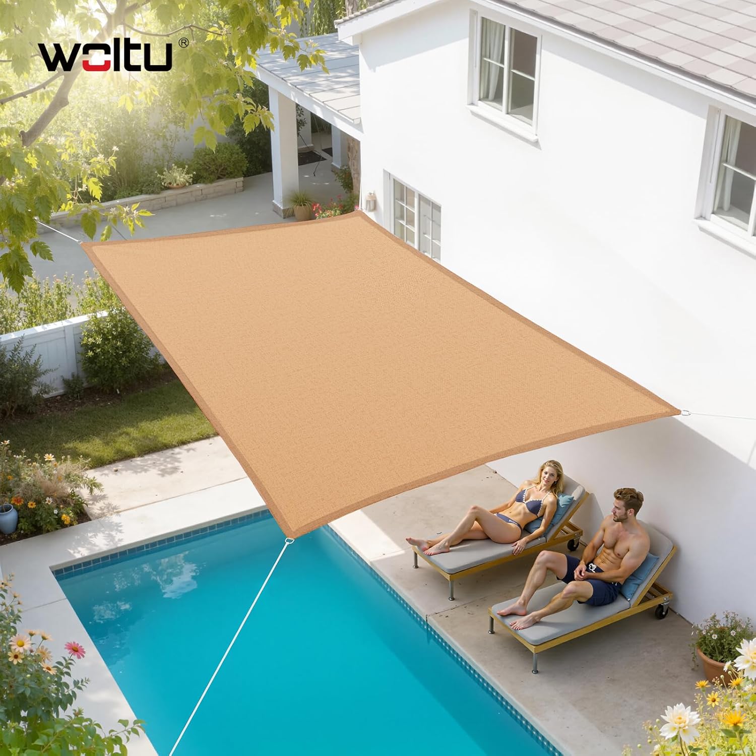 Thumbnail 6 de WOLTU Voile d’ombrage rectangulaire 2x4 m HDPE respirante – protection solaire anti-UV 85%