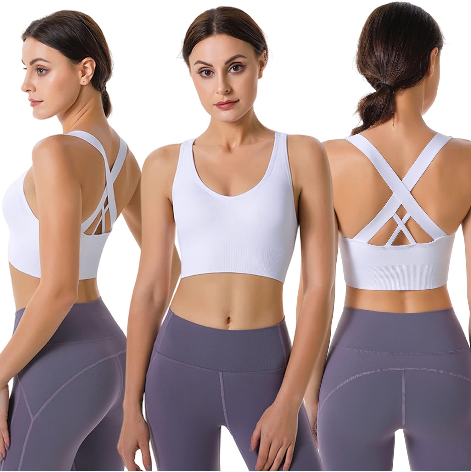 Thumbnail 2 de Heersan Sport BH Damen – Push-Up Crossback ohne Bügel, mit herausnehmbarer Polsterung