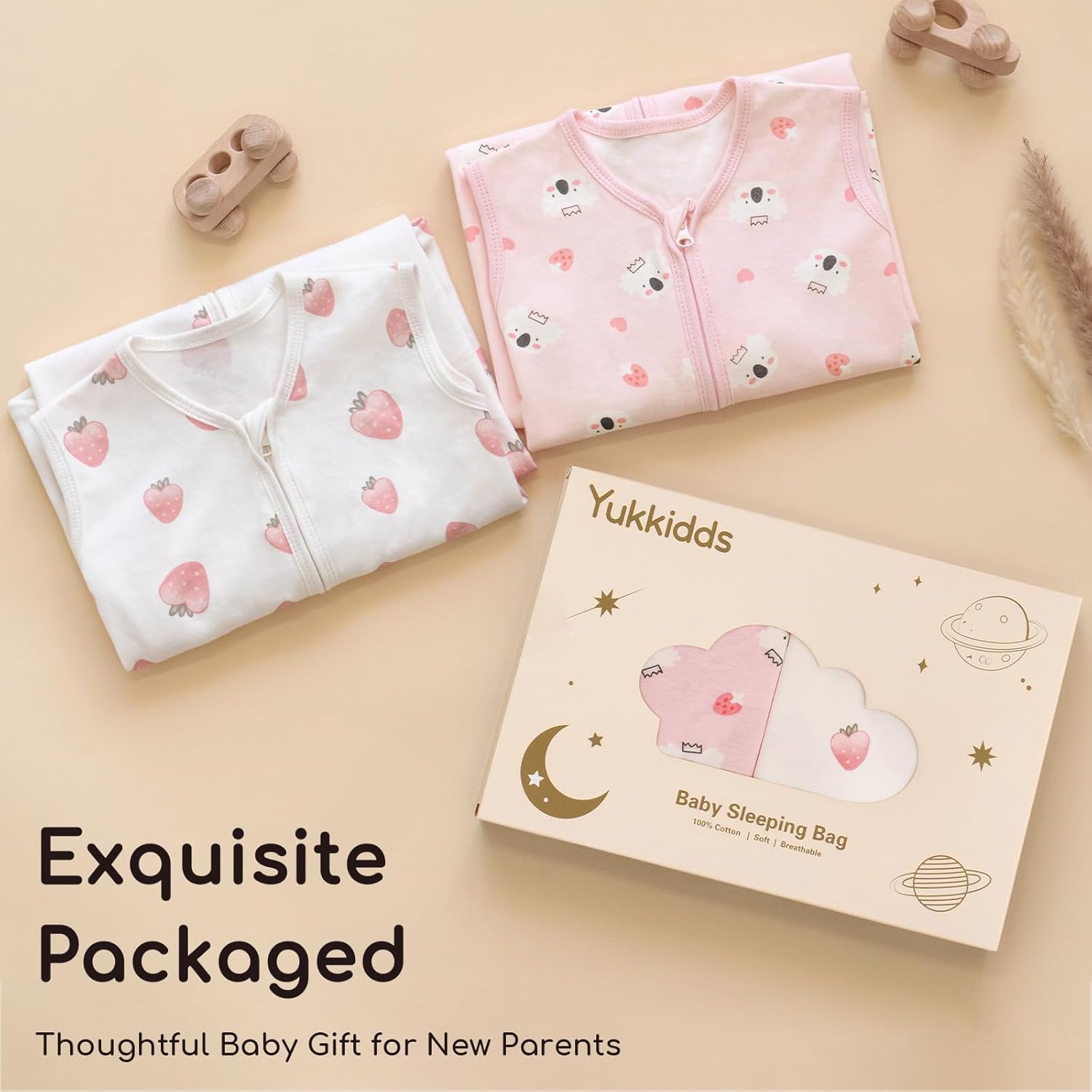 Thumbnail 6 de Yukkidds Baby Sleeping Bag 0.5 Tog – 100% Cotton, Lightweight Summer 2 Pack (Pink Berry)