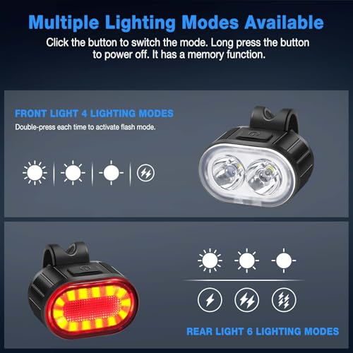 Detalle de Blendura Luces de Bicicleta Delantera y Trasera con 4+6 Modos, USB Recargable e IPX4