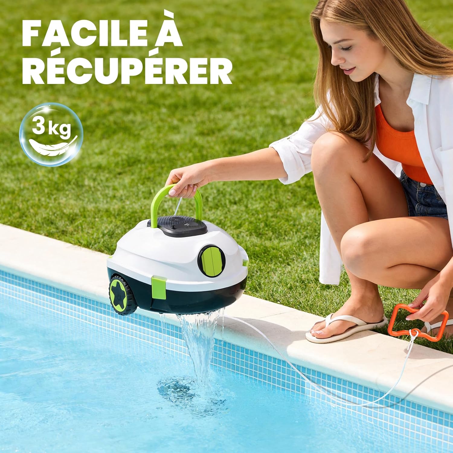 Thumbnail 6 de Robot Nettoyeur de Piscine sans Fil | Auto-stationnement, 120 Min d’autonomie et Léger pour Piscines hors-sol ou enterrées jusqu’à 110 m²