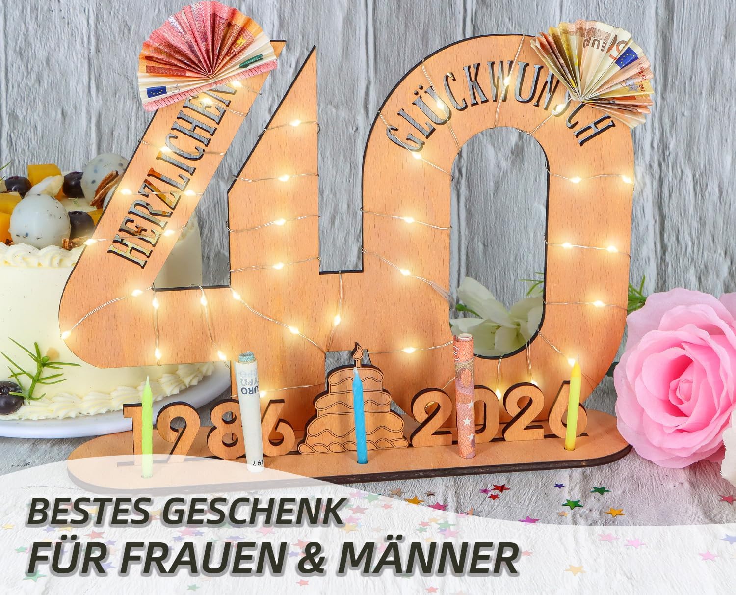 Detalle 2 de Giftota 40 Rubinhochzeit Schild 29x21 cm