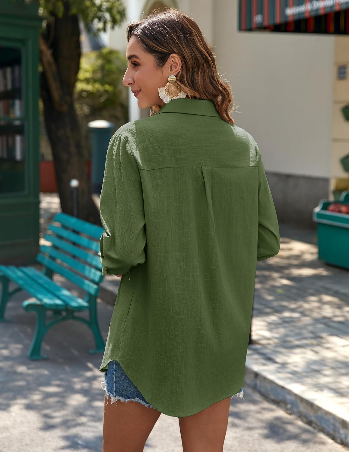 Detalle 1 de Zeagoo Women's Cotton Button-Down Shirt