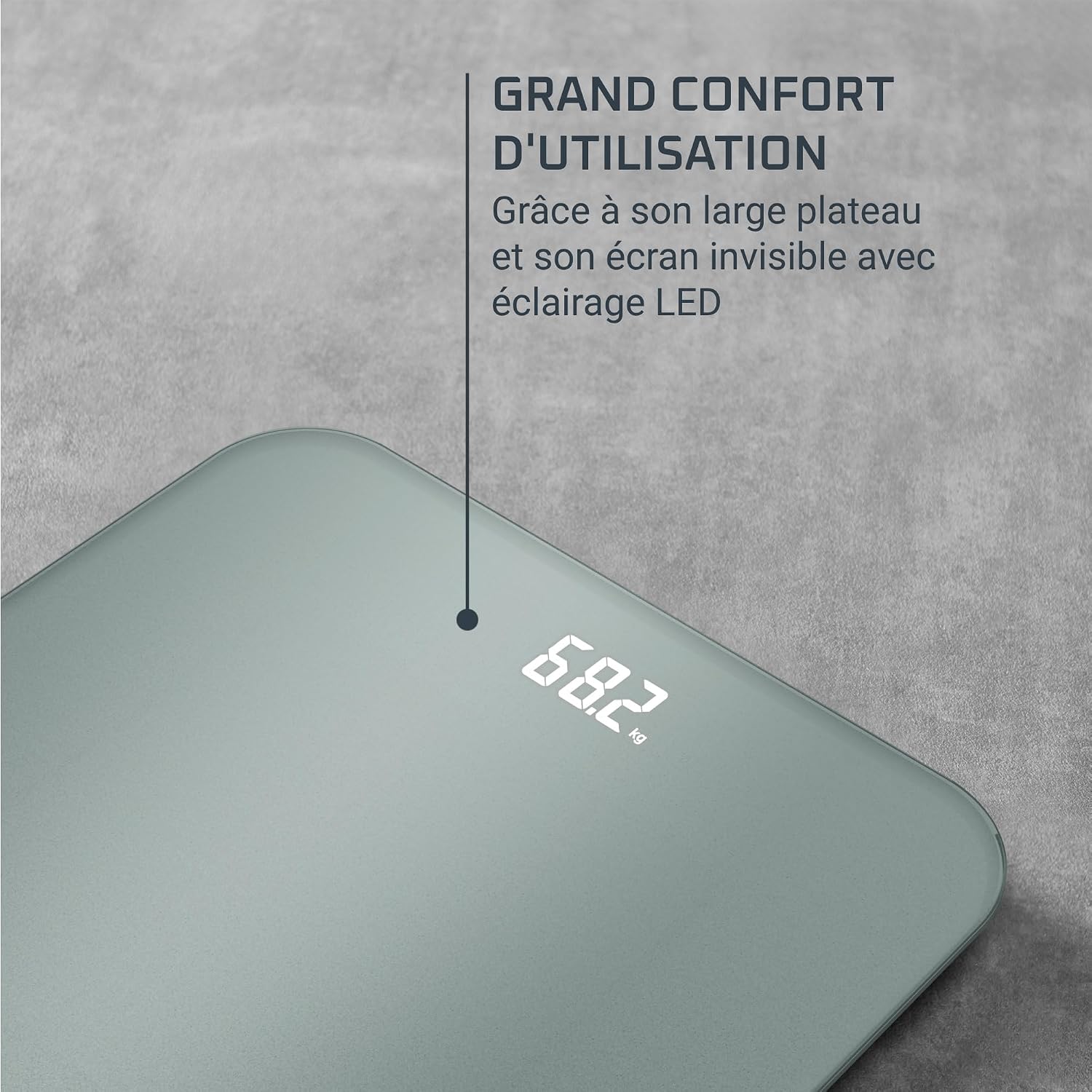 Detalle 2 de Rowenta Classic 2.0 BS1903V0 – Pèse-personne à grand écran invisible et capacité 180 kg
