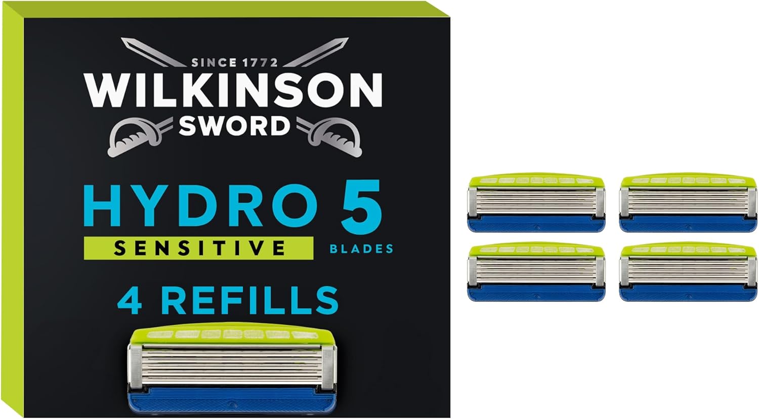 Detalle de Wilkinson Sword Hydro 5 – Rasoir Sensitive pour Homme avec Gel hydratant et lames de précision (pack 4 recharges)